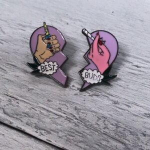 2 Pc. Best Buds Friendship Smoker Pin/ Brooch